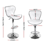 darrahopens Furniture > Bar Stools & Chairs Artiss Set of 4 PU Leather Patterned Bar Stools - White and Chrome