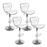 darrahopens Furniture > Bar Stools & Chairs Artiss Set of 4 PU Leather Patterned Bar Stools - White and Chrome