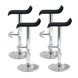 darrahopens Furniture > Bar Stools & Chairs Artiss Set of 4 PU Leather Wave Style Bar Stools - Black