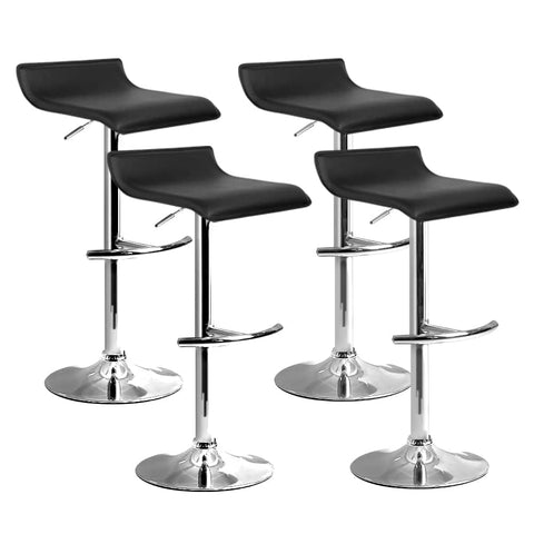 darrahopens Furniture > Bar Stools & Chairs Artiss Set of 4 PU Leather Wave Style Bar Stools - Black