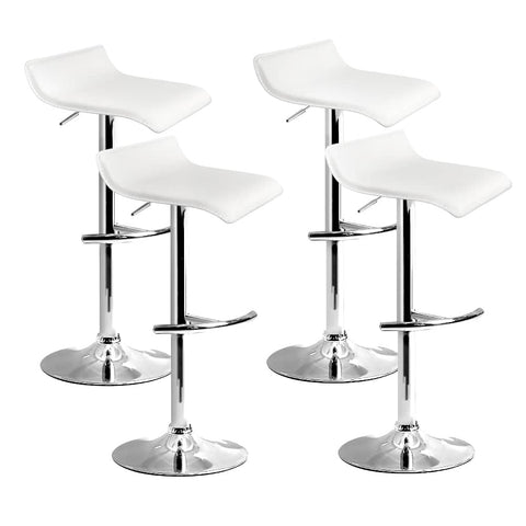 darrahopens Furniture > Bar Stools & Chairs Artiss Set of 4 PU Leather Wave Style Bar Stools - White