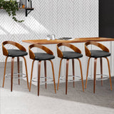 darrahopens Furniture > Bar Stools & Chairs Artiss Set of 4 Walnut Wood Bar Stools - Black and Brown