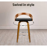 darrahopens Furniture > Bar Stools & Chairs Artiss Set of 4 Walnut Wood Bar Stools - Black and Brown