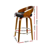 darrahopens Furniture > Bar Stools & Chairs Artiss Set of 4 Walnut Wood Bar Stools - Black and Brown