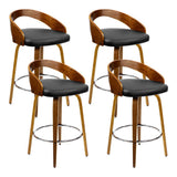 darrahopens Furniture > Bar Stools & Chairs Artiss Set of 4 Walnut Wood Bar Stools - Black and Brown