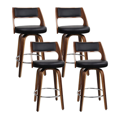 darrahopens Furniture > Bar Stools & Chairs Artiss Set of 4 Wooden Bar Stools PU Leather - Black and Wood