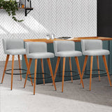 darrahopens Furniture > Bar Stools & Chairs Artiss Set of 4 Wooden Fabric Bar Stools Circular Footrest - Light Grey