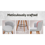 darrahopens Furniture > Bar Stools & Chairs Artiss Set of 4 Wooden Fabric Bar Stools Circular Footrest - Light Grey