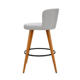 darrahopens Furniture > Bar Stools & Chairs Artiss Set of 4 Wooden Fabric Bar Stools Circular Footrest - Light Grey