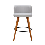 darrahopens Furniture > Bar Stools & Chairs Artiss Set of 4 Wooden Fabric Bar Stools Circular Footrest - Light Grey