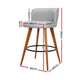 darrahopens Furniture > Bar Stools & Chairs Artiss Set of 4 Wooden Fabric Bar Stools Circular Footrest - Light Grey
