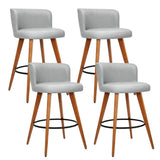 darrahopens Furniture > Bar Stools & Chairs Artiss Set of 4 Wooden Fabric Bar Stools Circular Footrest - Light Grey