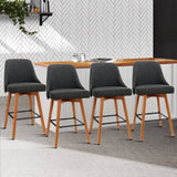 darrahopens Furniture > Bar Stools & Chairs Artiss Set of 4 Wooden Fabric Bar Stools Square Footrest - Charcoal