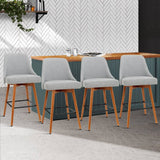 darrahopens Furniture > Bar Stools & Chairs Artiss Set of 4 Wooden Fabric Bar Stools Square Footrest - Light Grey