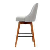 darrahopens Furniture > Bar Stools & Chairs Artiss Set of 4 Wooden Fabric Bar Stools Square Footrest - Light Grey