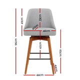 darrahopens Furniture > Bar Stools & Chairs Artiss Set of 4 Wooden Fabric Bar Stools Square Footrest - Light Grey