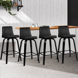 darrahopens Furniture > Bar Stools & Chairs Artiss Set of 4 Wooden PU Leather Bar Stool - Black
