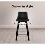 darrahopens Furniture > Bar Stools & Chairs Artiss Set of 4 Wooden PU Leather Bar Stool - Black