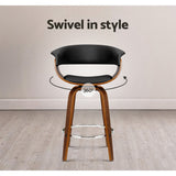darrahopens Furniture > Bar Stools & Chairs Artiss Swivel PU Leather Bar Stool - Wood and Black