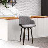 darrahopens Furniture > Bar Stools & Chairs Artiss Velvet Bar Stool Swivel - Grey and Wood