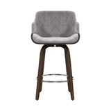 darrahopens Furniture > Bar Stools & Chairs Artiss Velvet Bar Stool Swivel - Grey and Wood