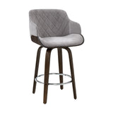 darrahopens Furniture > Bar Stools & Chairs Artiss Velvet Bar Stool Swivel - Grey and Wood