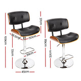 darrahopens Furniture > Bar Stools & Chairs Artiss Wooden Gas Lift Bar Stool - Black and Chrome