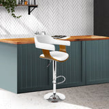 darrahopens Furniture > Bar Stools & Chairs Artiss Wooden PU Leather Bar Stool - White and Chrome