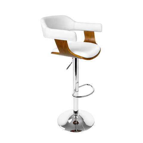 darrahopens Furniture > Bar Stools & Chairs Artiss Wooden PU Leather Bar Stool - White and Chrome