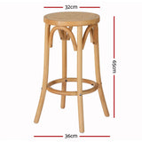 Darrahopens Furniture > Bar Stools & Chairs Artiss X2 Bar Stools Wooden Stool Counter Chair Kitchen Barstools Rattan Seat