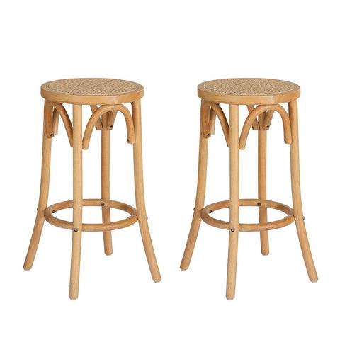 Darrahopens Furniture > Bar Stools & Chairs Artiss X2 Bar Stools Wooden Stool Counter Chair Kitchen Barstools Rattan Seat