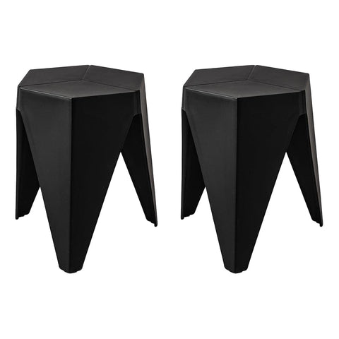 darrahopens Furniture > Bar Stools & Chairs ArtissIn Set of 2 Puzzle Stool Plastic Stacking Bar Stools Dining Chairs Kitchen Black