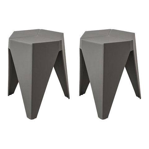darrahopens Furniture > Bar Stools & Chairs ArtissIn Set of 2 Puzzle Stool Plastic Stacking Bar Stools Dining Chairs Kitchen Grey