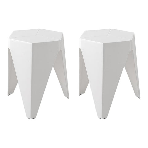 darrahopens Furniture > Bar Stools & Chairs ArtissIn Set of 2 Puzzle Stool Plastic Stacking Bar Stools Dining Chairs Kitchen White