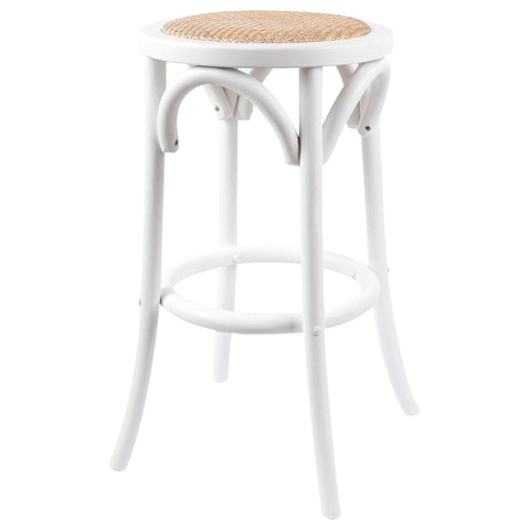 Darrahopens Furniture > Bar Stools & Chairs Aster Round Bar Stools Dining Stool Chair Solid Birch Timber Rattan Seat White