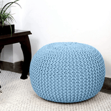 darrahopens Furniture > Bar Stools & Chairs Braided Ottoman Pouffe Footstool Hand Knitted (Blue)