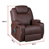 darrahopens Furniture > Bar Stools & Chairs Brown Massage Sofa Chair Recliner 360 Degree Swivel PU Leather Lounge 8 Point Heated