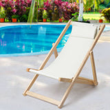 darrahopens Furniture > Bar Stools & Chairs Gardeon Outdoor Chairs Sun Lounge Deck Beach Chair Folding Wooden Patio Furniture Beige