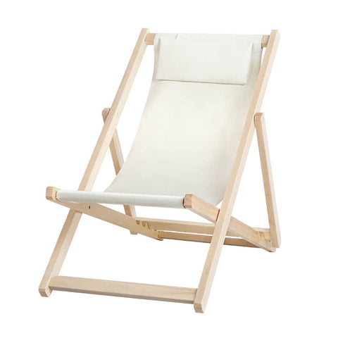 darrahopens Furniture > Bar Stools & Chairs Gardeon Outdoor Chairs Sun Lounge Deck Beach Chair Folding Wooden Patio Furniture Beige