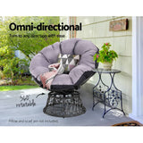 darrahopens Furniture > Bar Stools & Chairs Gardeon Outdoor Papasan Chairs Lounge Setting Patio Furniture Wicker Black