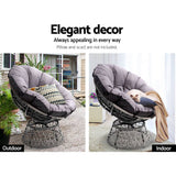darrahopens Furniture > Bar Stools & Chairs Gardeon Outdoor Papasan Chairs Lounge Setting Patio Furniture Wicker Grey