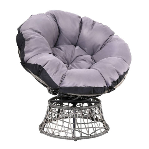 darrahopens Furniture > Bar Stools & Chairs Gardeon Outdoor Papasan Chairs Lounge Setting Patio Furniture Wicker Grey