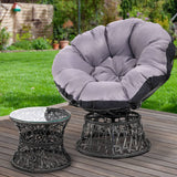 darrahopens Furniture > Bar Stools & Chairs Gardeon Outdoor Papasan Chairs Table Lounge Setting Patio Furniture Wicker Black
