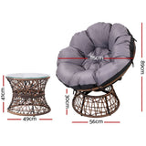 darrahopens Furniture > Bar Stools & Chairs Gardeon Outdoor Papasan Chairs Table Lounge Setting Patio Furniture Wicker Brown