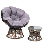 darrahopens Furniture > Bar Stools & Chairs Gardeon Outdoor Papasan Chairs Table Lounge Setting Patio Furniture Wicker Brown