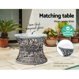 darrahopens Furniture > Bar Stools & Chairs Gardeon Outdoor Papasan Chairs Table Lounge Setting Patio Furniture Wicker Grey