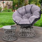 darrahopens Furniture > Bar Stools & Chairs Gardeon Outdoor Papasan Chairs Table Lounge Setting Patio Furniture Wicker Grey