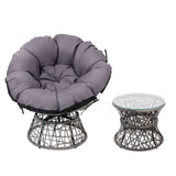 darrahopens Furniture > Bar Stools & Chairs Gardeon Outdoor Papasan Chairs Table Lounge Setting Patio Furniture Wicker Grey