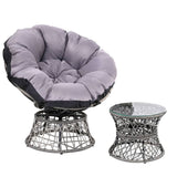 darrahopens Furniture > Bar Stools & Chairs Gardeon Outdoor Papasan Chairs Table Lounge Setting Patio Furniture Wicker Grey