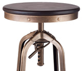 Darrahopens Furniture > Bar Stools & Chairs Industrial Wooden Height Adjustable Swivel Bar Stool - French Brass
